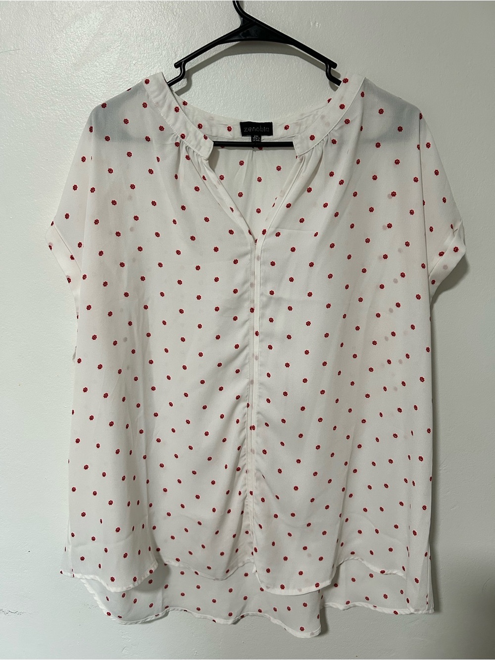 Zenobia White Blouse with Red Polka Dots